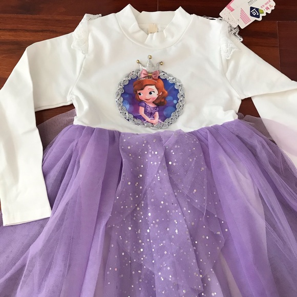 Princess Sparkly Purple Long Sleeve Dress - Picture 4 of 8